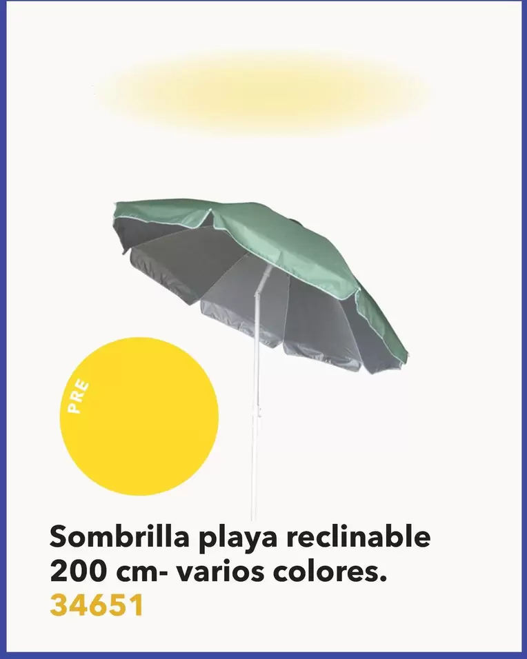 Oferta de Sombrilla Playa Reclinable 200 Cm-varios Colores. en Tiendas MGI