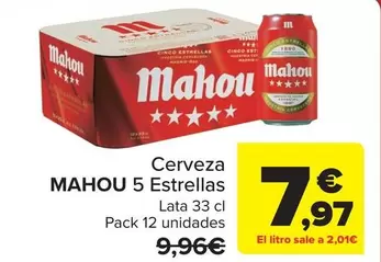 Oferta de Mahou - Cerveza 5 Estrellas por 7,97€ en Carrefour Market