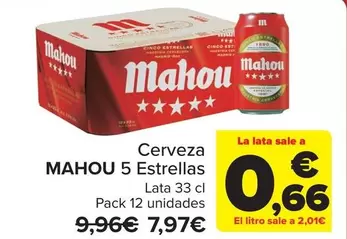 Oferta de Mahou - Cerveza 5 Estrellas por 7,97€ en Carrefour Market