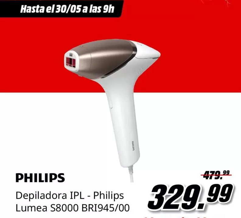 Oferta de Philips - Depiladora Ipl -  Lumea S8000 BRI1945/00 por 329,99€ en MediaMarkt
