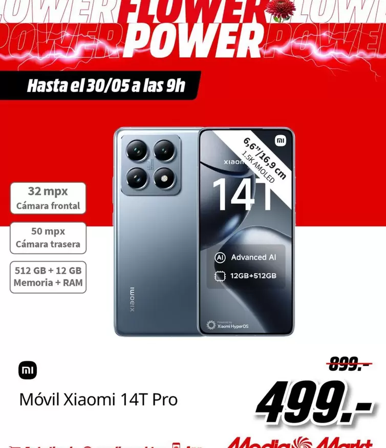 Oferta de Xiaomi - Movil 14T Pro por 499€ en MediaMarkt