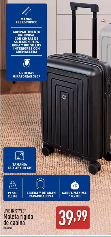 Oferta de Live In Style - Maleta Rígida De Cabina por 39,99€ en ALDI