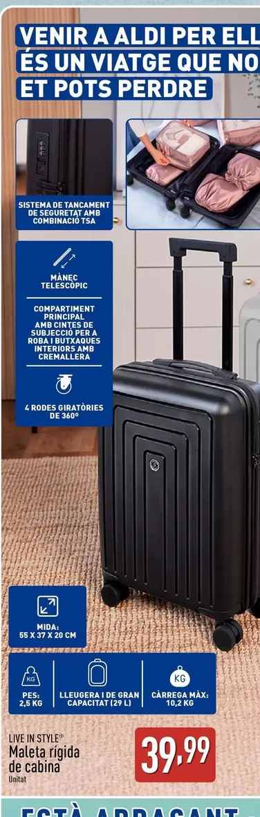 Oferta de Live In Style - Maleta Rígida De Cabina por 39,99€ en ALDI