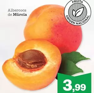 Oferta de Albercocs De Múrcia por 3,99€ en Sorli