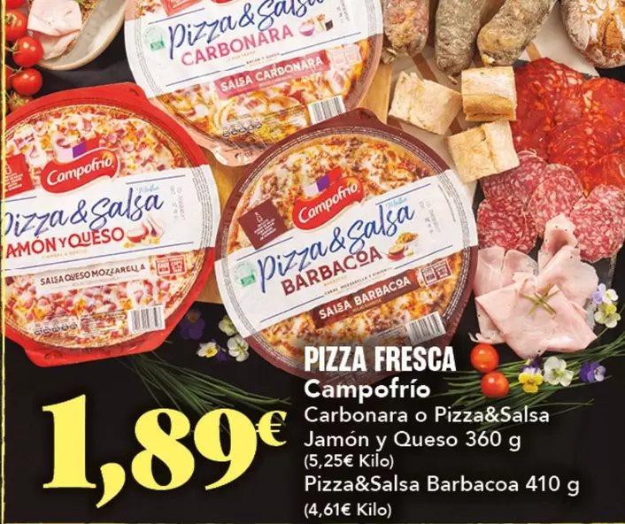 Oferta de Campofrío - Pizza&Salsa Barbacoa por 1,89€ en Gadis