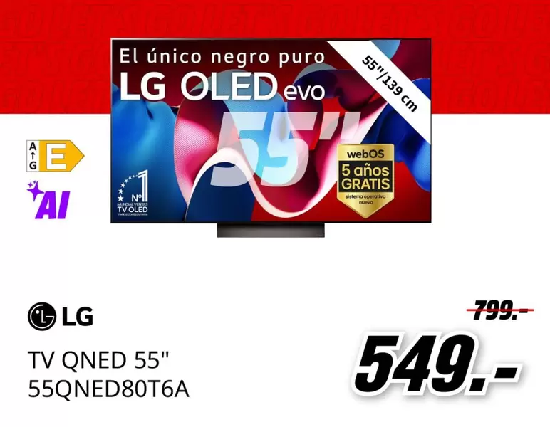 Oferta de LG - Tv Qned 55" 55qned80t6a por 549€ en MediaMarkt