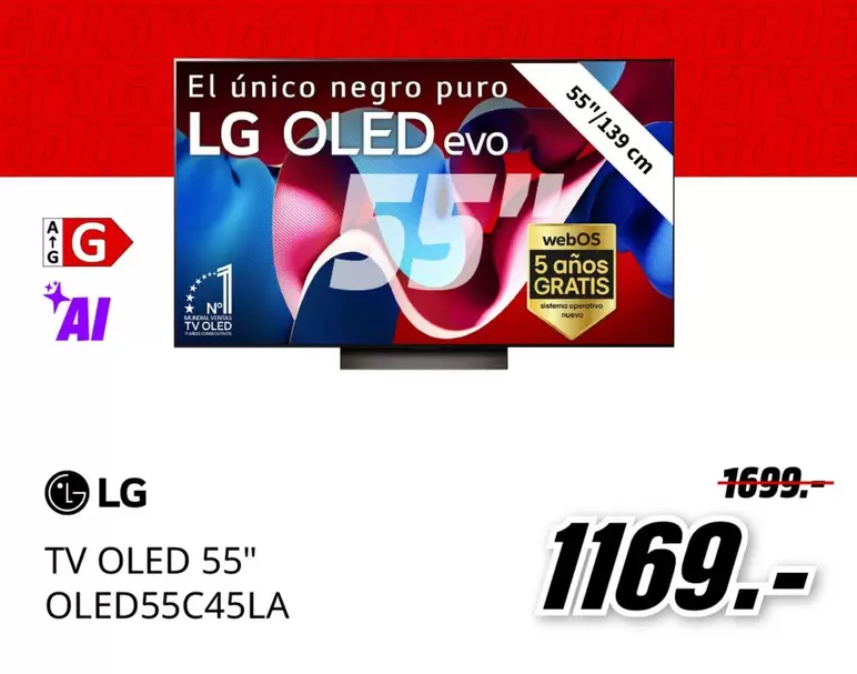 Oferta de LG - Tv Oled 55" OLED55C45LA por 1169€ en MediaMarkt