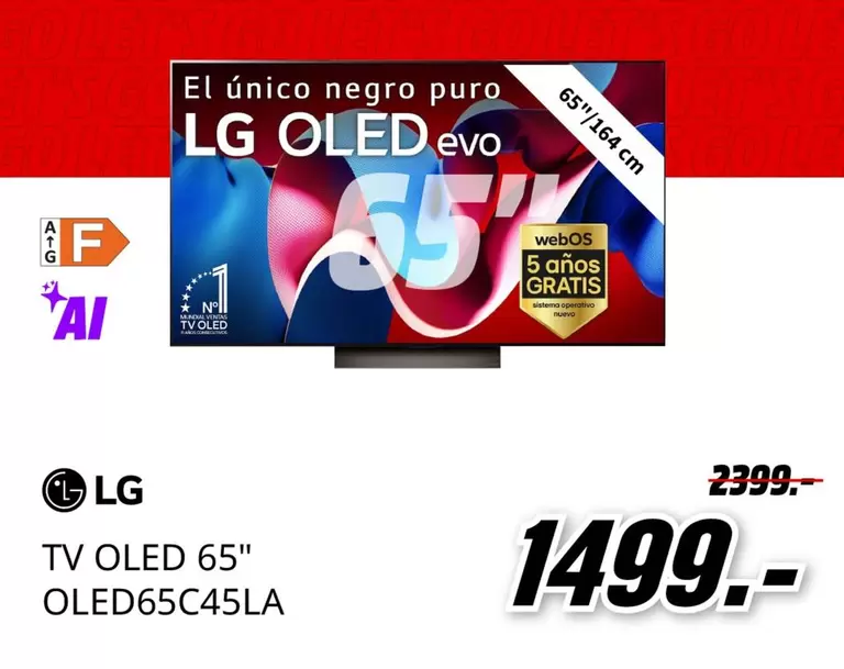 Oferta de LG - Tv Oled 65" OLED65C45LA por 1499€ en MediaMarkt