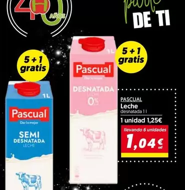 Oferta de Pascual - Leche por 1,04€ en Hiper Usera