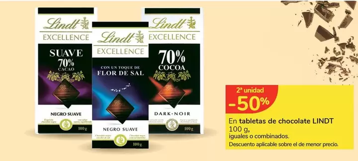 Oferta de Lindt - En Tabletas De Chocolate en Carrefour Express
